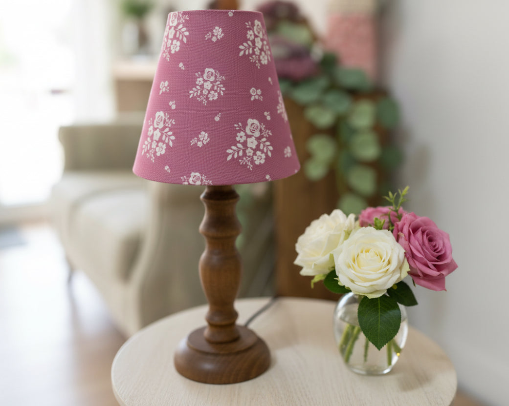 Candle Clip Lampshade - Damson linen - Deep Rose pink