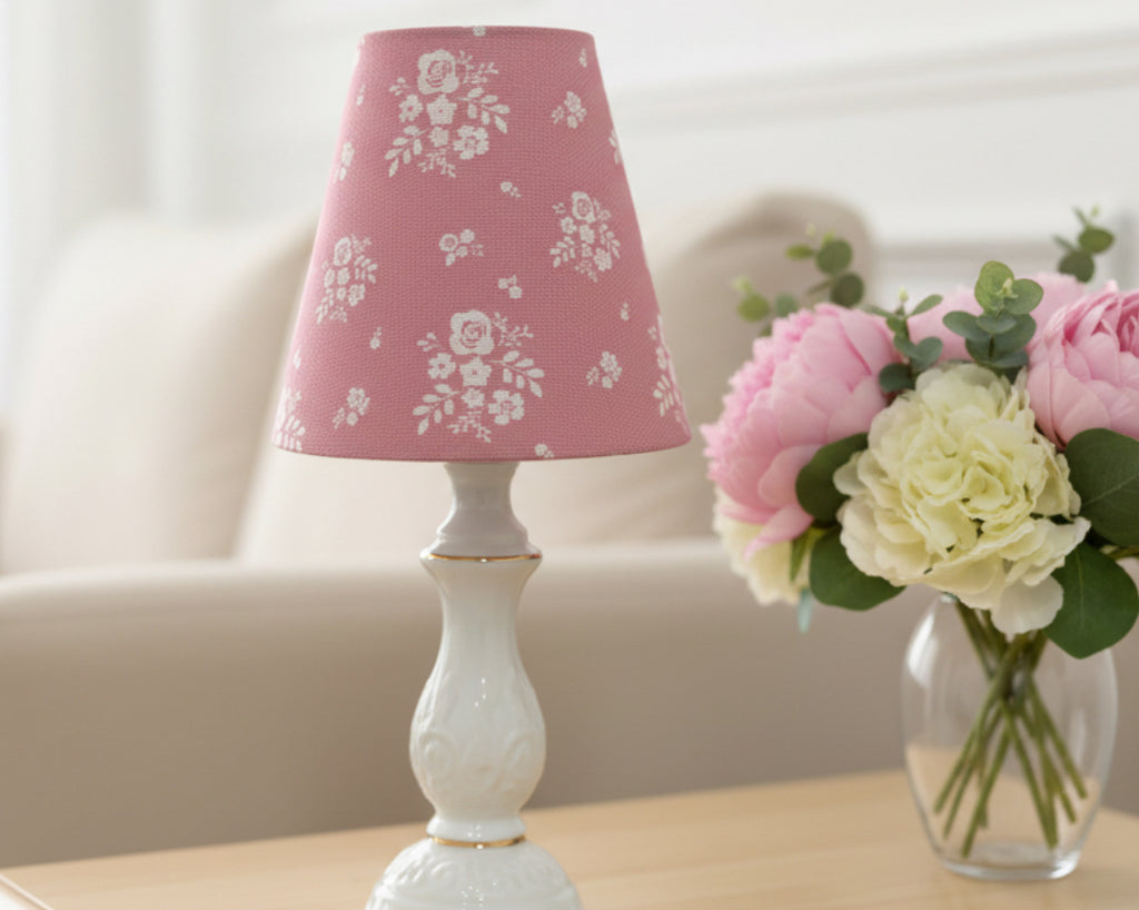 Candle Clip Lampshade - Damson linen - Pale Rose pink