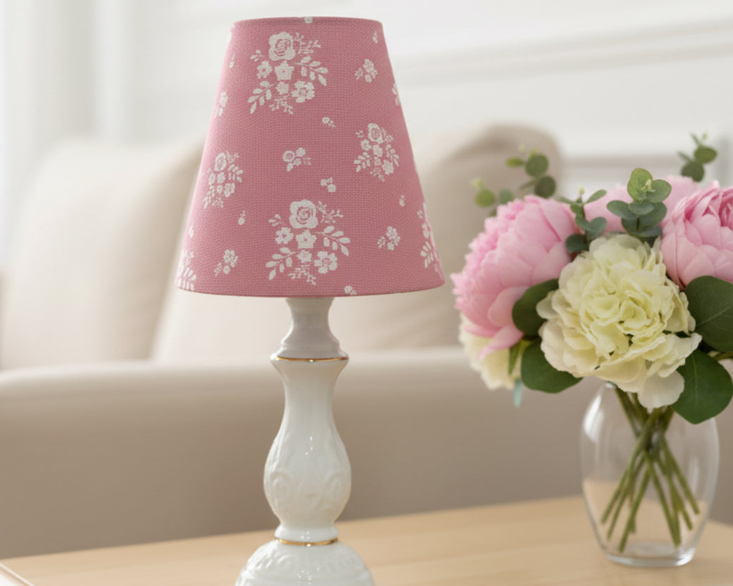 Candle Clip Lampshade - Damson linen - Pale Rose pink