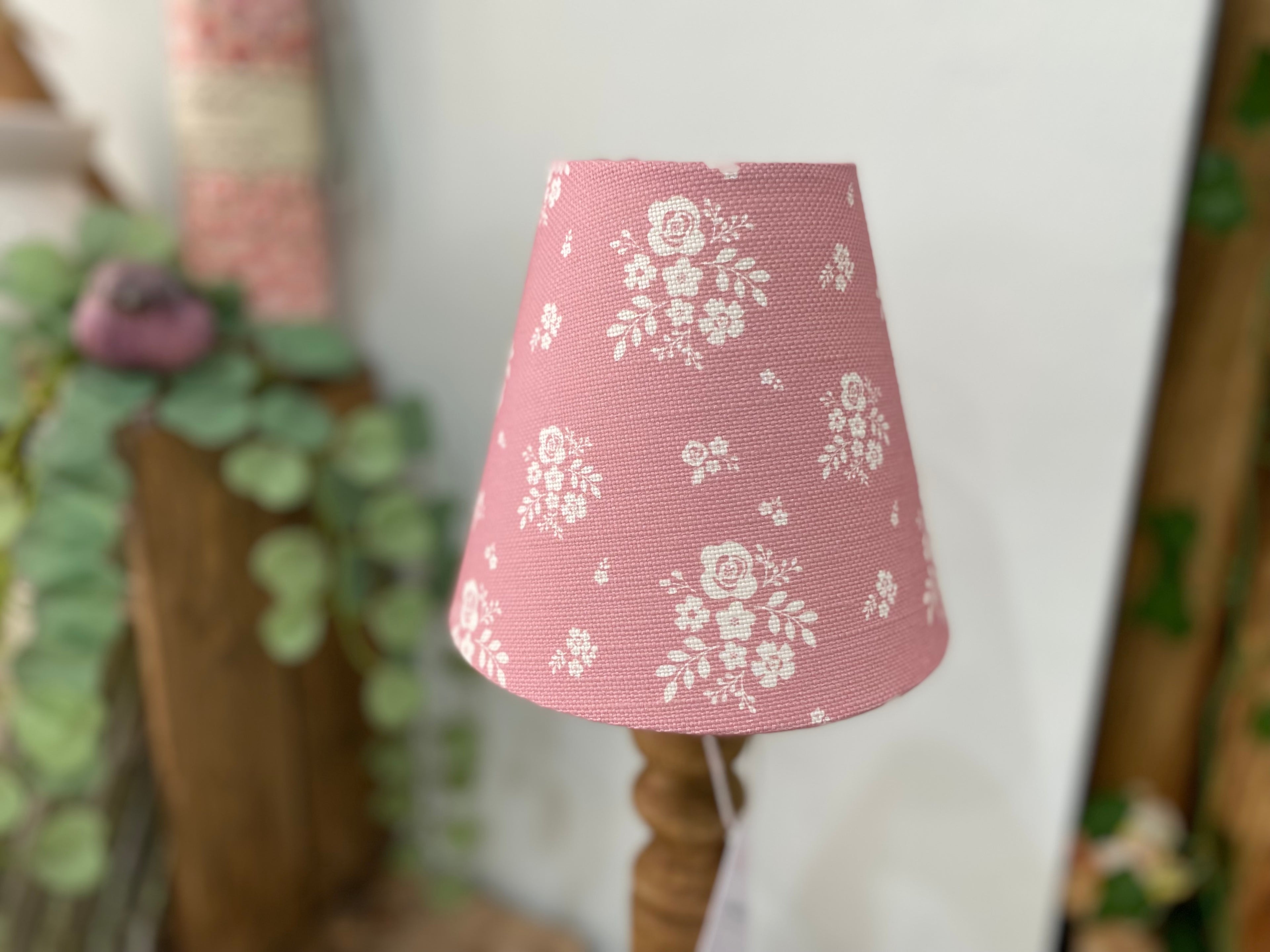 Candle Clip Lampshade - Damson linen - Pale Rose pink