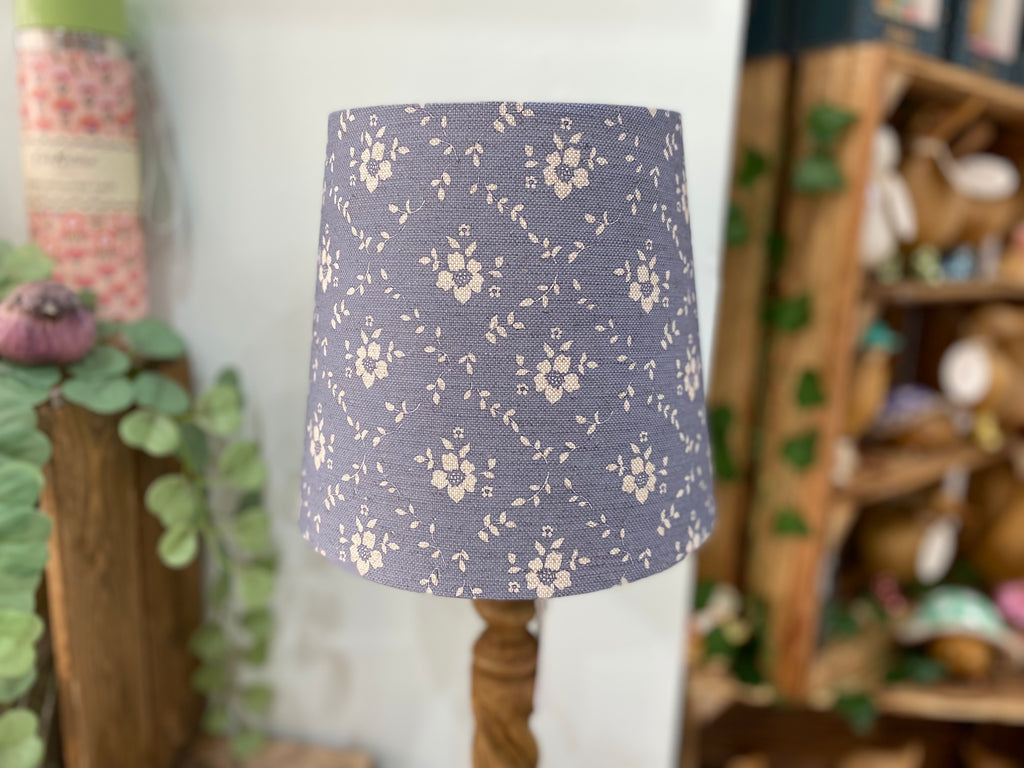 Empire Lampshade - Linen & Rose -  Emilia Denim on natural linen - 20cm Empire