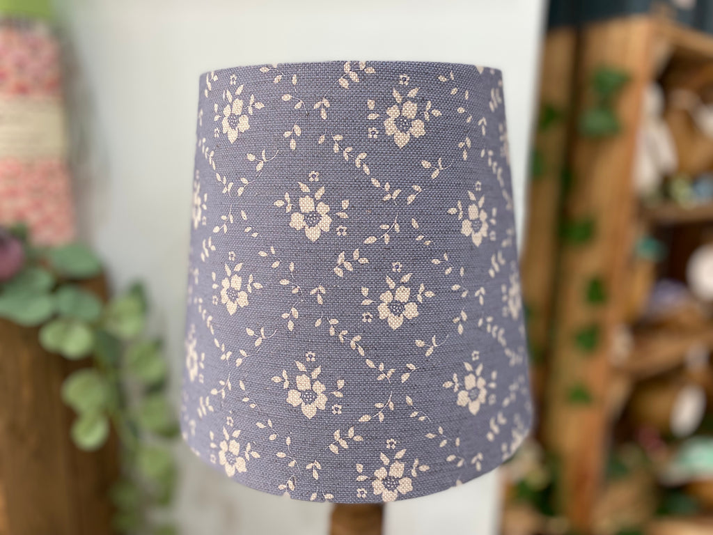 Empire Lampshade - Linen & Rose -  Emilia Denim on natural linen - 20cm Empire