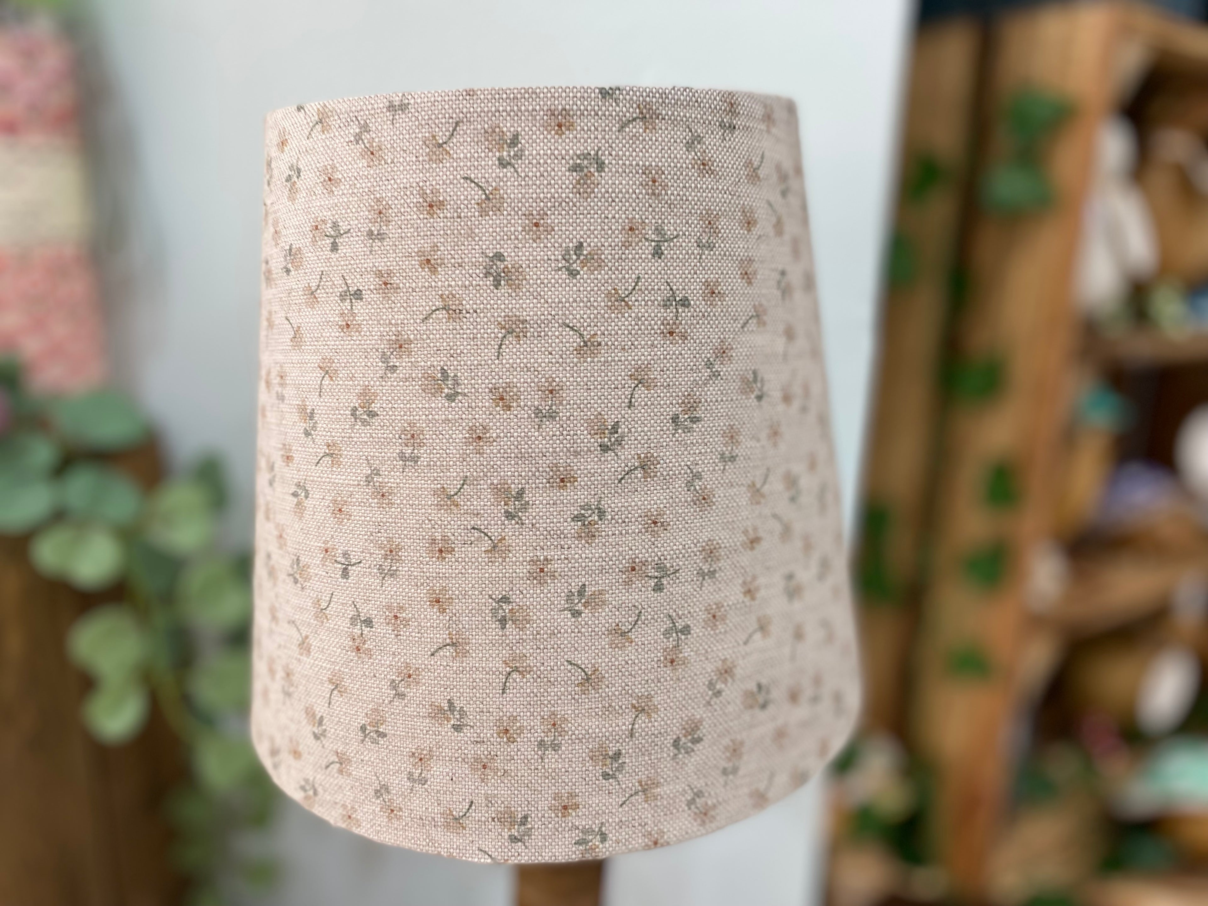 Empire Lampshade - Linen & Rose -  Ditsy Straw on natural linen - 20cm Empire