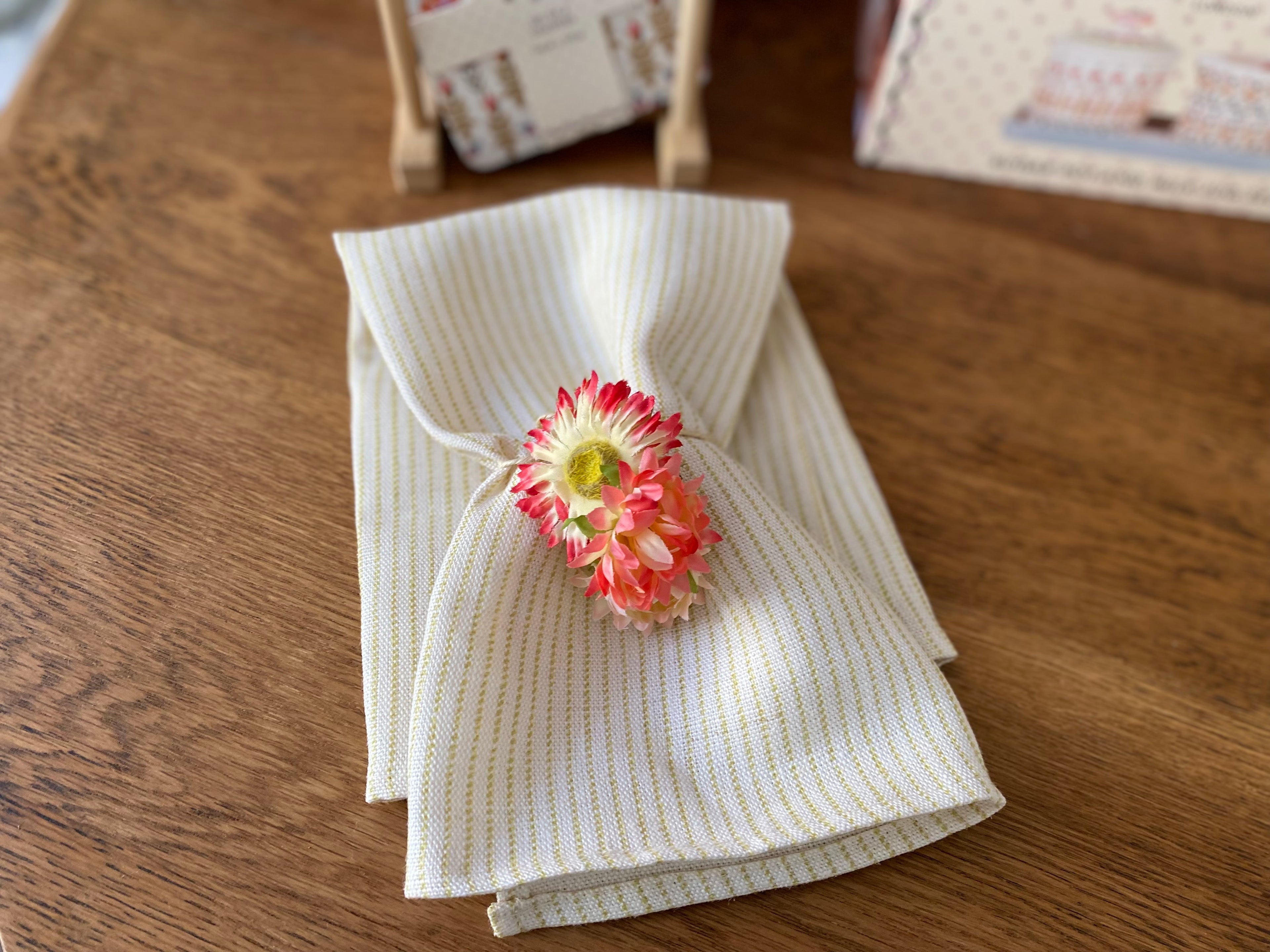 4 x Linen Napkins - Sarah Hardaker - Citrine Linen Stripe