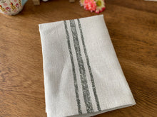 Load image into Gallery viewer, Set of four Linen Napkins - Peony &amp; Sage - Dutch Stripe Forest Green
