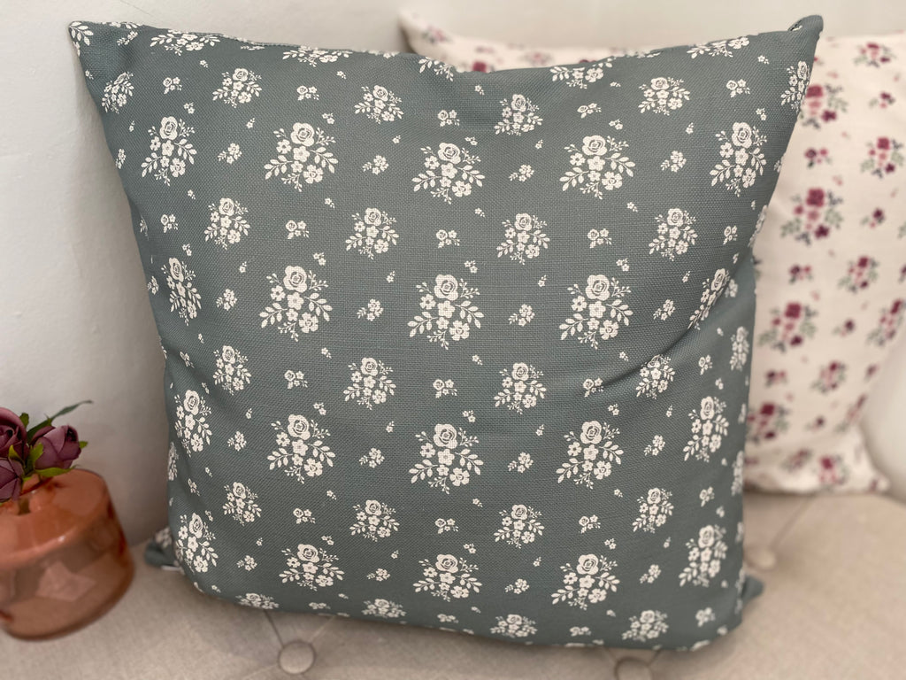 Cushion Cover - Linen and Rose - Damson Sea Green linen 45cm