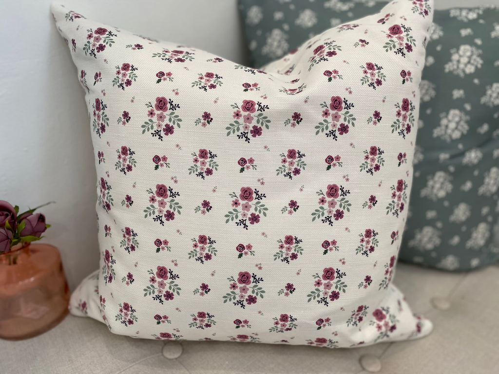 Cushion Cover - Linen and Rose - Damson Multi linen 45cm