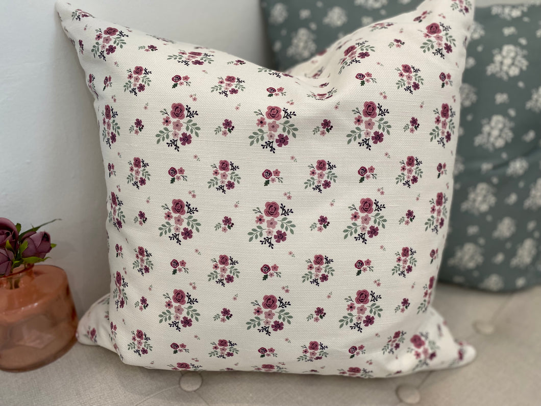 Cushion Cover - Linen and Rose - Damson Multi linen 45cm