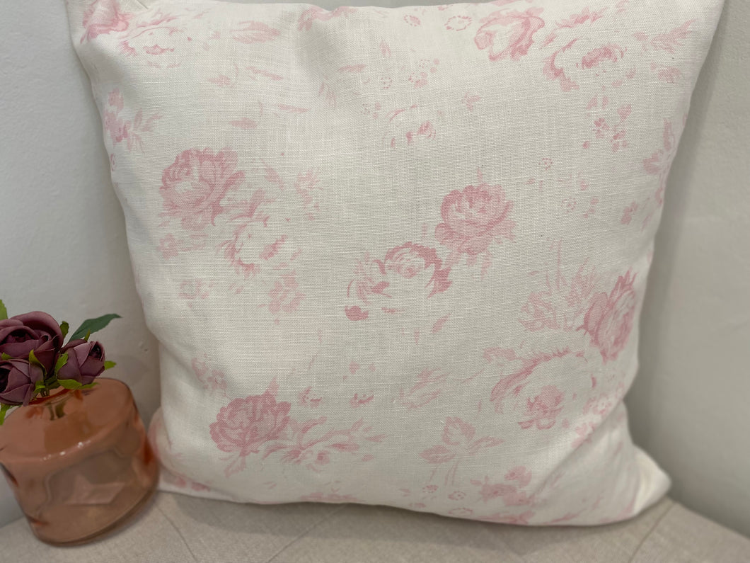 Cushion Cover - Peony & Sage Charlotte soft pink linen 45cm