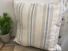 Load image into Gallery viewer, Cushion Cover - Peony &amp; Sage - Deckchair stripe blue grey 45cm
