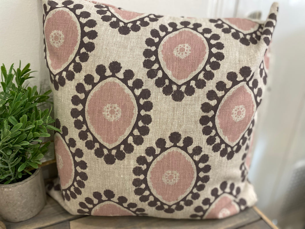 Cushion Cover - Peony & Sage Souk Heather on Stone linen 45cm