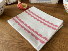 Load image into Gallery viewer, Tea Towel - Peony and Sage Organic Cotton Scallop ticking
