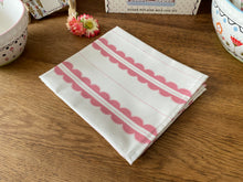 Load image into Gallery viewer, Tea Towel - Peony and Sage Organic Cotton Scallop ticking
