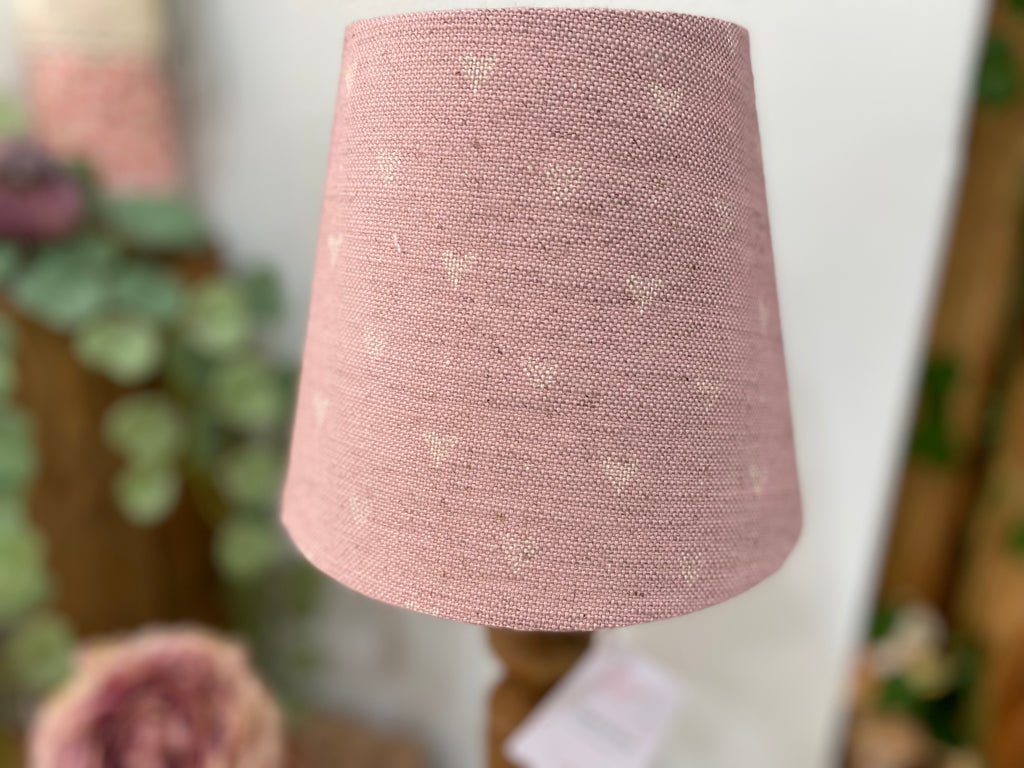 Mini Empire Lampshade - Linen & Rose -  Hearts dusky pink - 15cm