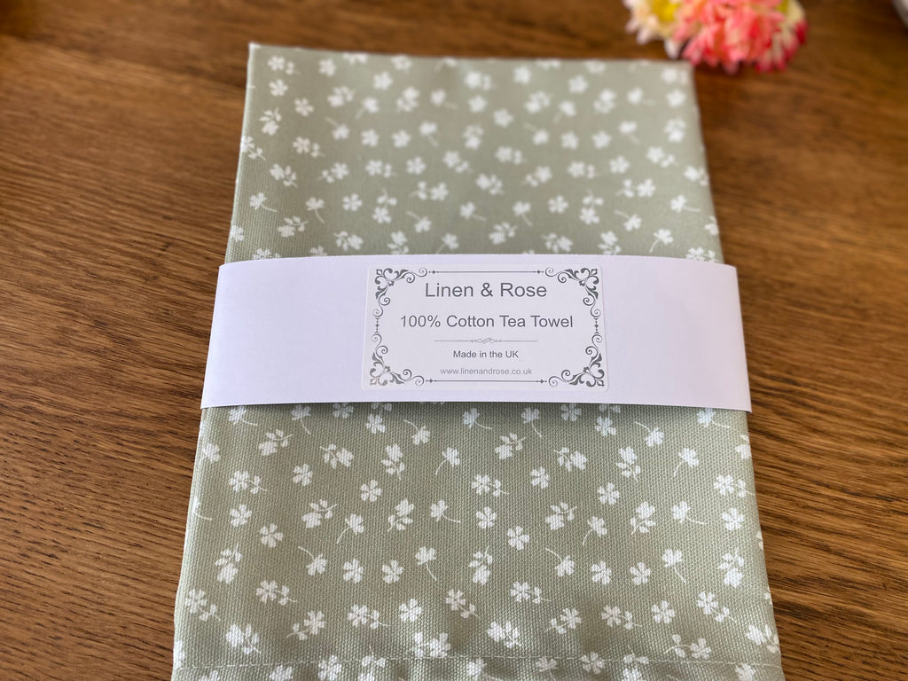 Tea Towel - Linen and Rose - Ditsy  - Green