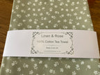 Tea Towel - Linen and Rose - Ditsy  - Green