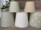 Empire Lampshade - Linen & Rose -  Ditsy Pumpkin & Green on white linen - 20cm Empire