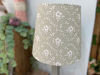 Empire Lampshade - Linen & Rose -  Emilia Green on white linen - 20cm Empire