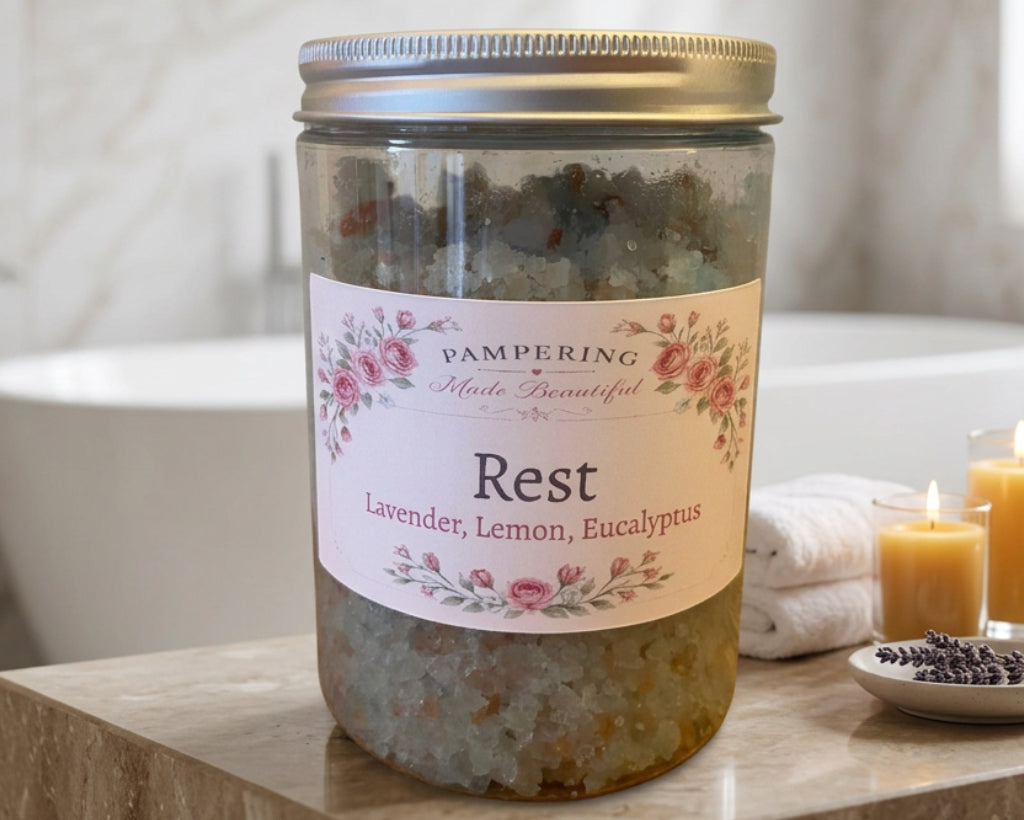 Handmade Bath Salts - Rest - Lavender, eucalyptus & Lemon
