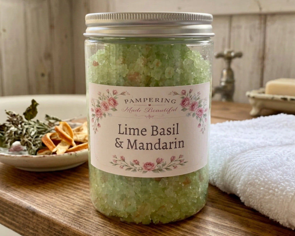 Handmade Bath Salts - Lime, Basil & Mandarin
