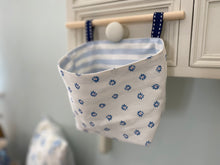 Load image into Gallery viewer, Hanging Fabric Basket - Olive and Daisy Ditsy blue
