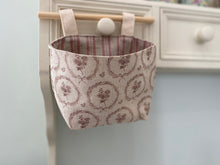 Load image into Gallery viewer, Hanging Fabric Basket - Olive and Daisy Mulberry Wreath
