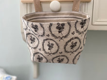 Load image into Gallery viewer, Hanging Fabric Basket - Olive and Daisy - Charcoal Wreath
