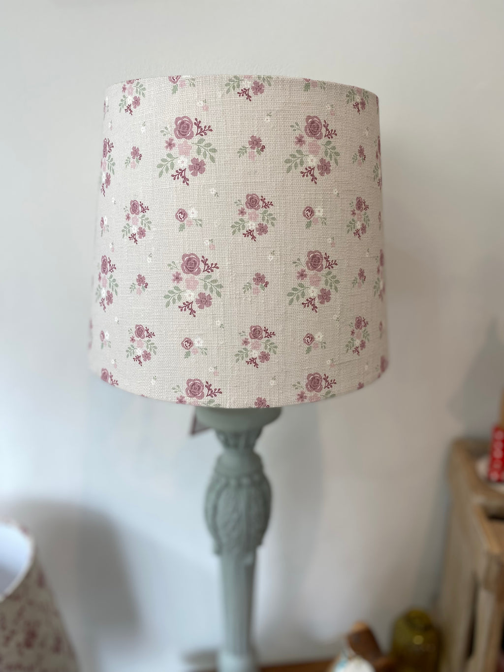 Empire Lampshade - Linen and Rose - Vintage Damson linen - 25cm