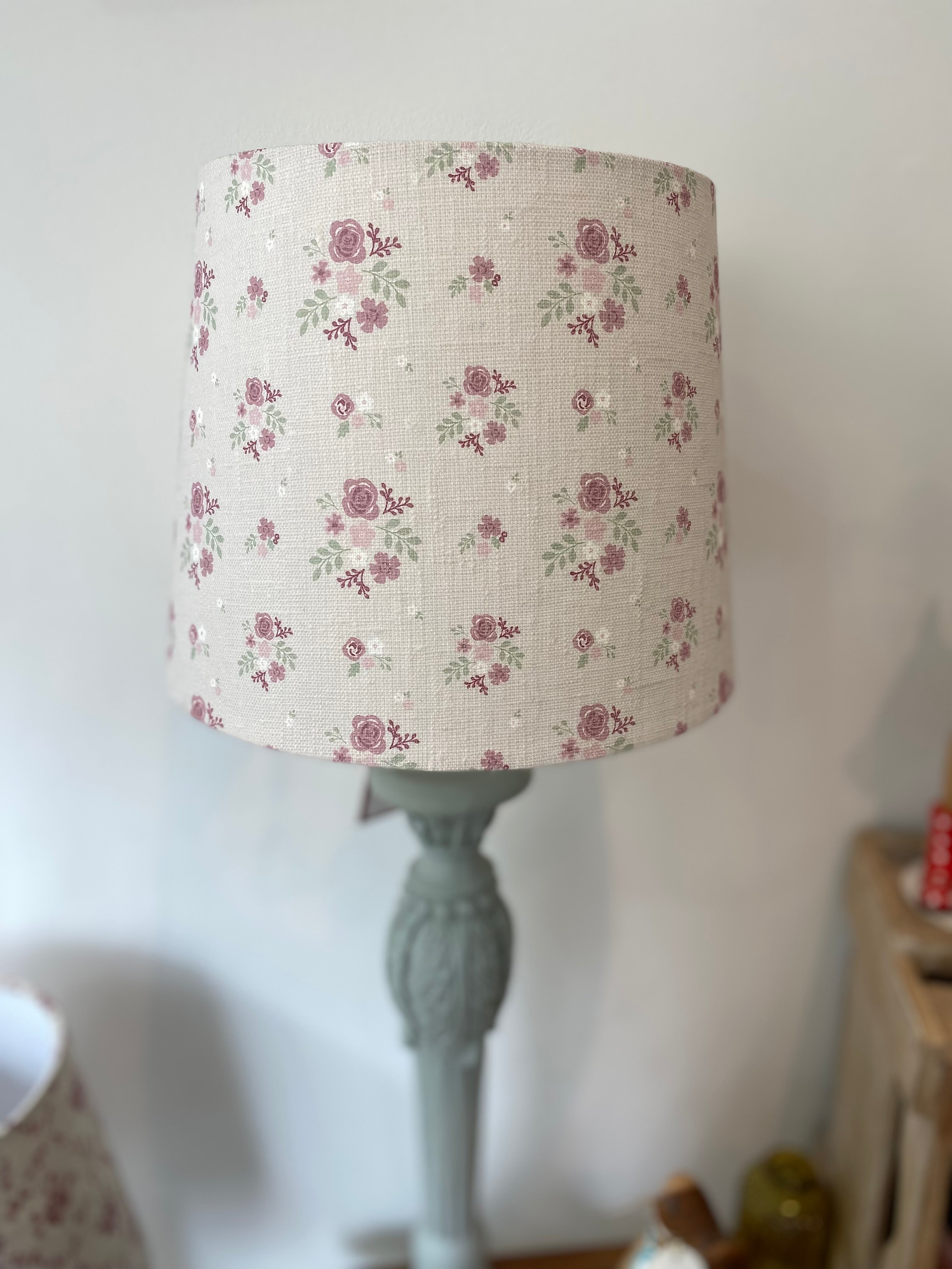 Empire Lampshade - Linen and Rose - Vintage Damson linen - 25cm