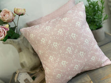 Load image into Gallery viewer, Cushion Cover - Linen and Rose Pink Emilia with pink dotty - 32cm x 32cm
