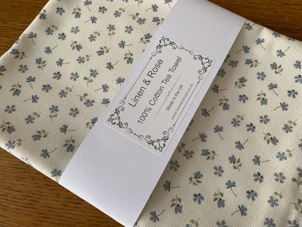 Tea Towel - Linen and Rose - Ditsy - Blues