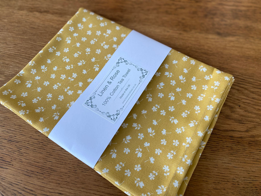 Tea Towel - Linen and Rose - Ditsy - Citron
