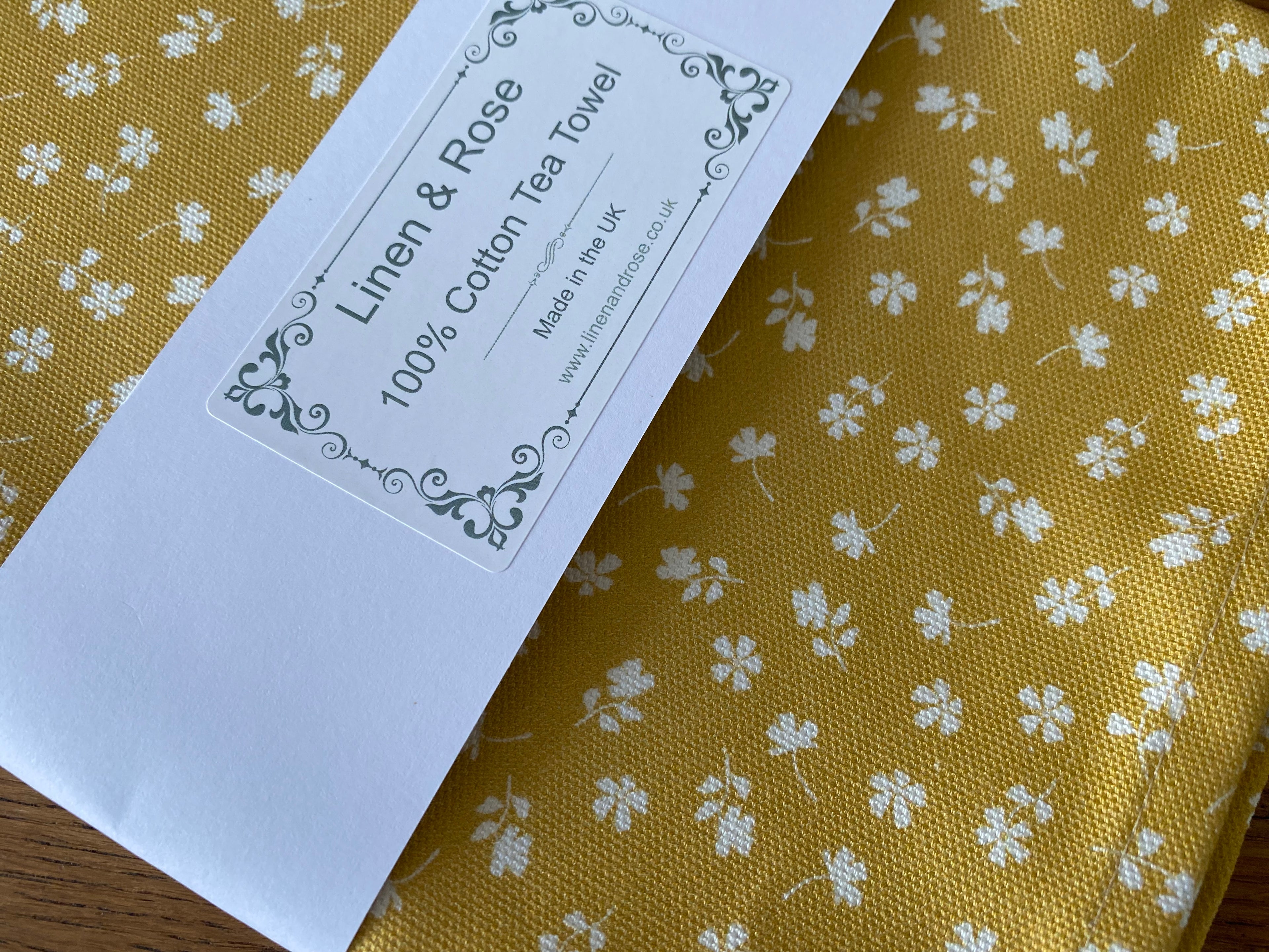 Tea Towel - Linen and Rose - Ditsy - Citron