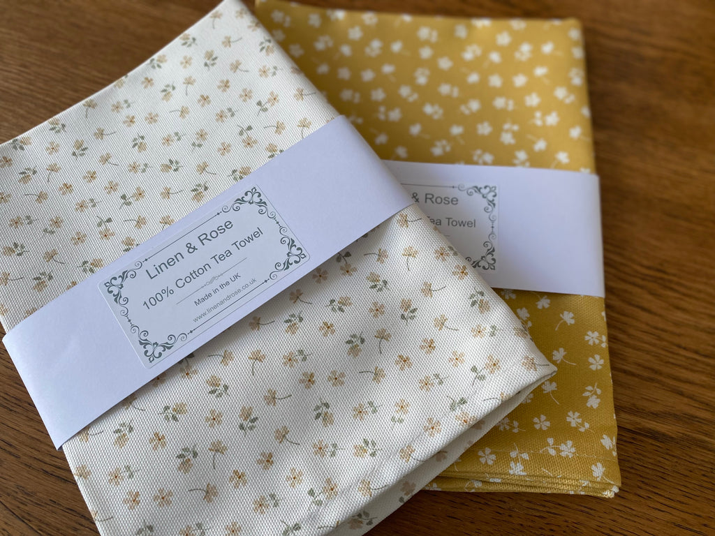Tea Towel - Linen and Rose - Ditsy - Parsnip