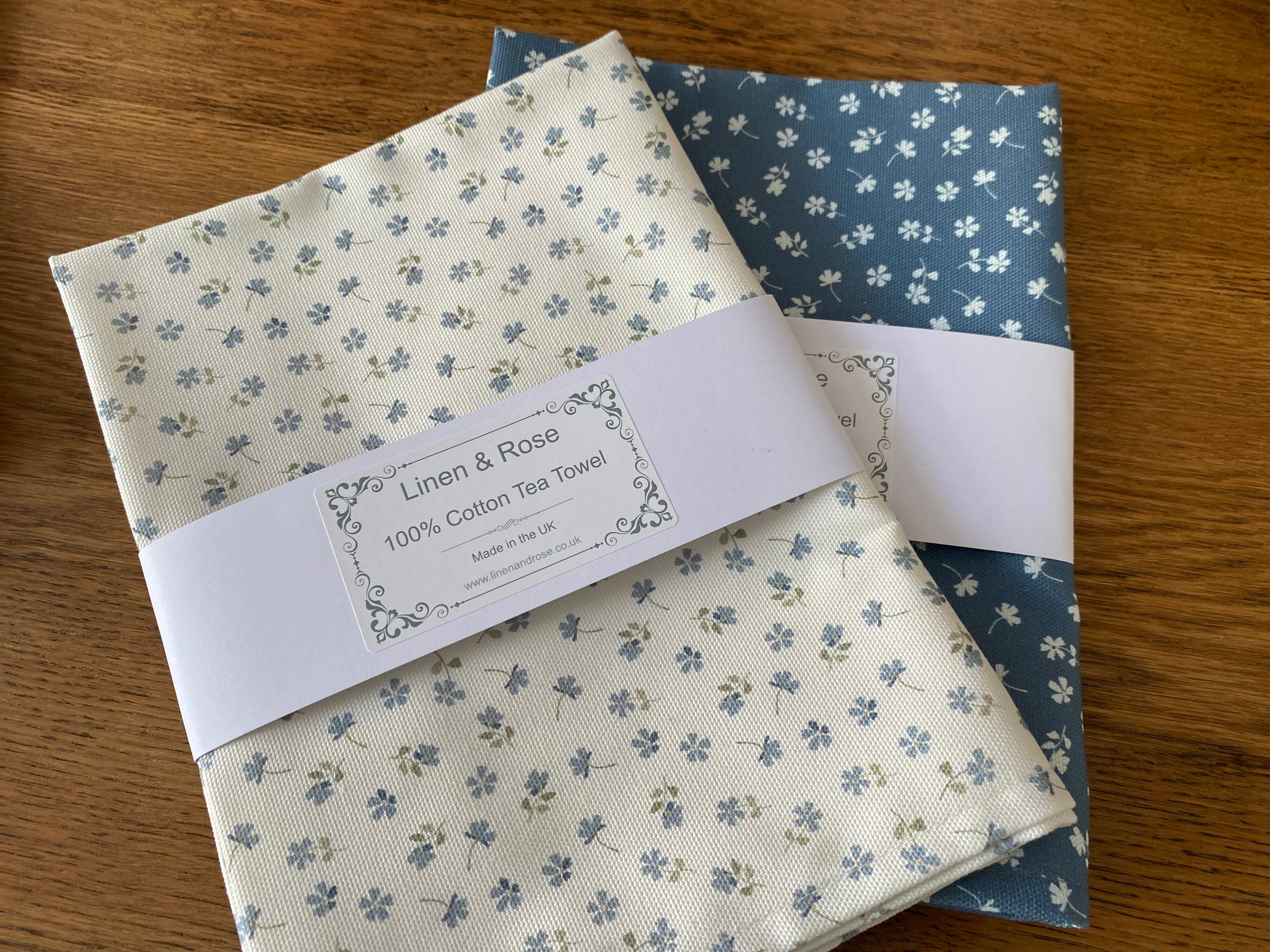 Tea Towel - Linen and Rose - Ditsy - Denim