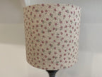 Lampshade - Linen & Rose Ditsy Pink on natural linen - 20cm drum lampshade