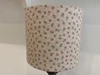 Lampshade - Linen & Rose Ditsy Pink on natural linen - 20cm drum lampshade