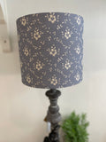 Lampshade - Linen & Rose Emilia Denim on natural linen - 20cm drum lampshade