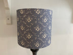Lampshade - Linen & Rose Emilia Denim on natural linen - 20cm drum lampshade