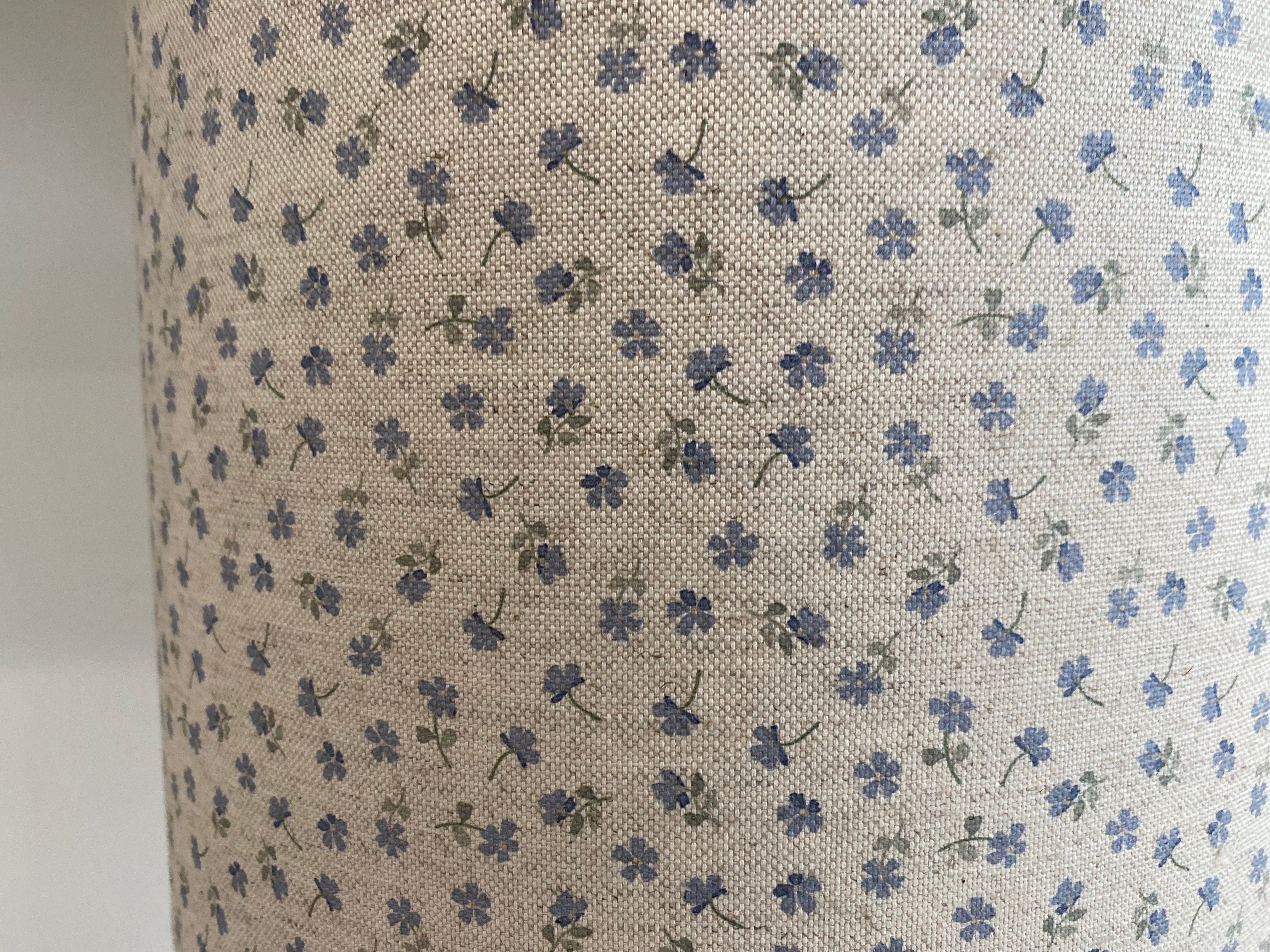 Lampshade - Linen and Rose Blue Ditsy on natural linen - 30cm drum