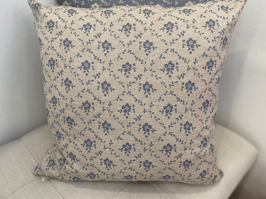 Cushion Cover - Linen and Rose - Emilia Snow on natural linen 45cm