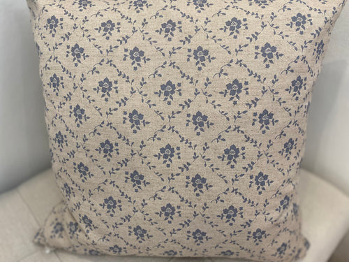 Cushion Cover - Linen and Rose - Emilia Snow on natural linen 45cm