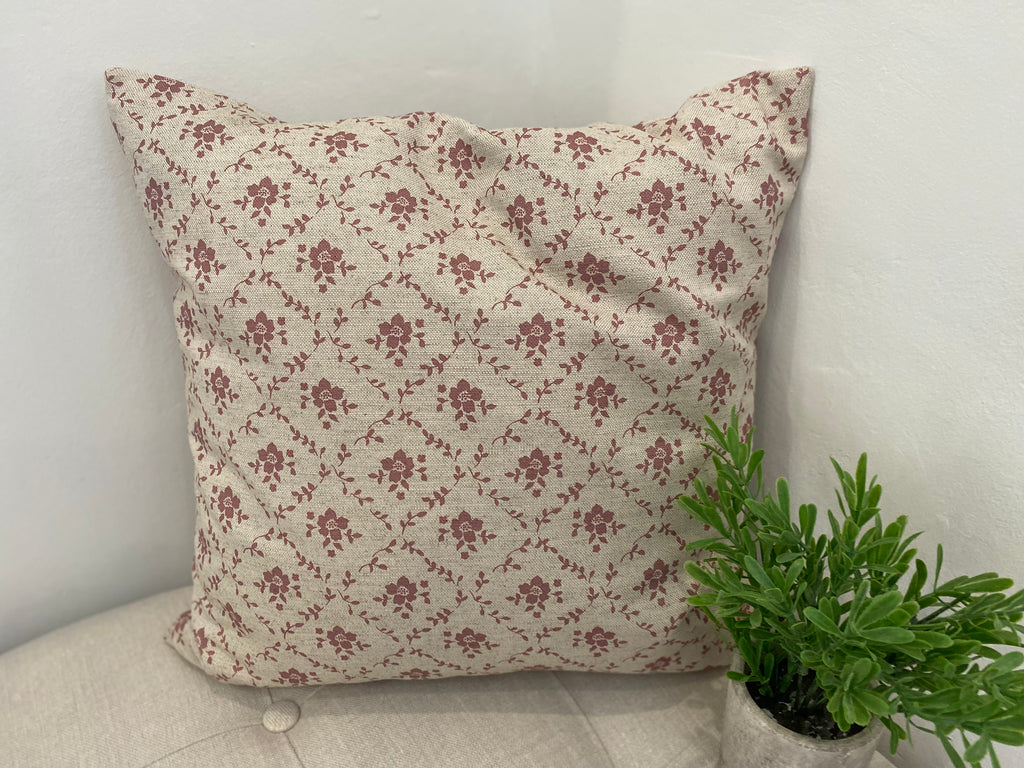 Cushion Cover - Linen and Rose - Emilia Foxglove on natural linen 45cm