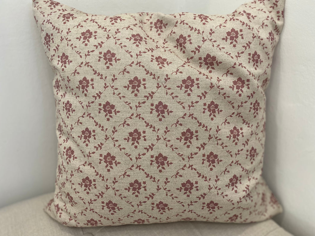 Cushion Cover - Linen and Rose - Emilia Foxglove on natural linen 45cm