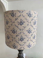 Lampshade - Linen & Rose Emilia Ice on natural linen - 20cm drum lampshade