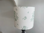 Lampshade - Linen & Rose Damson Duck Egg on white linen - 20cm drum lampshade