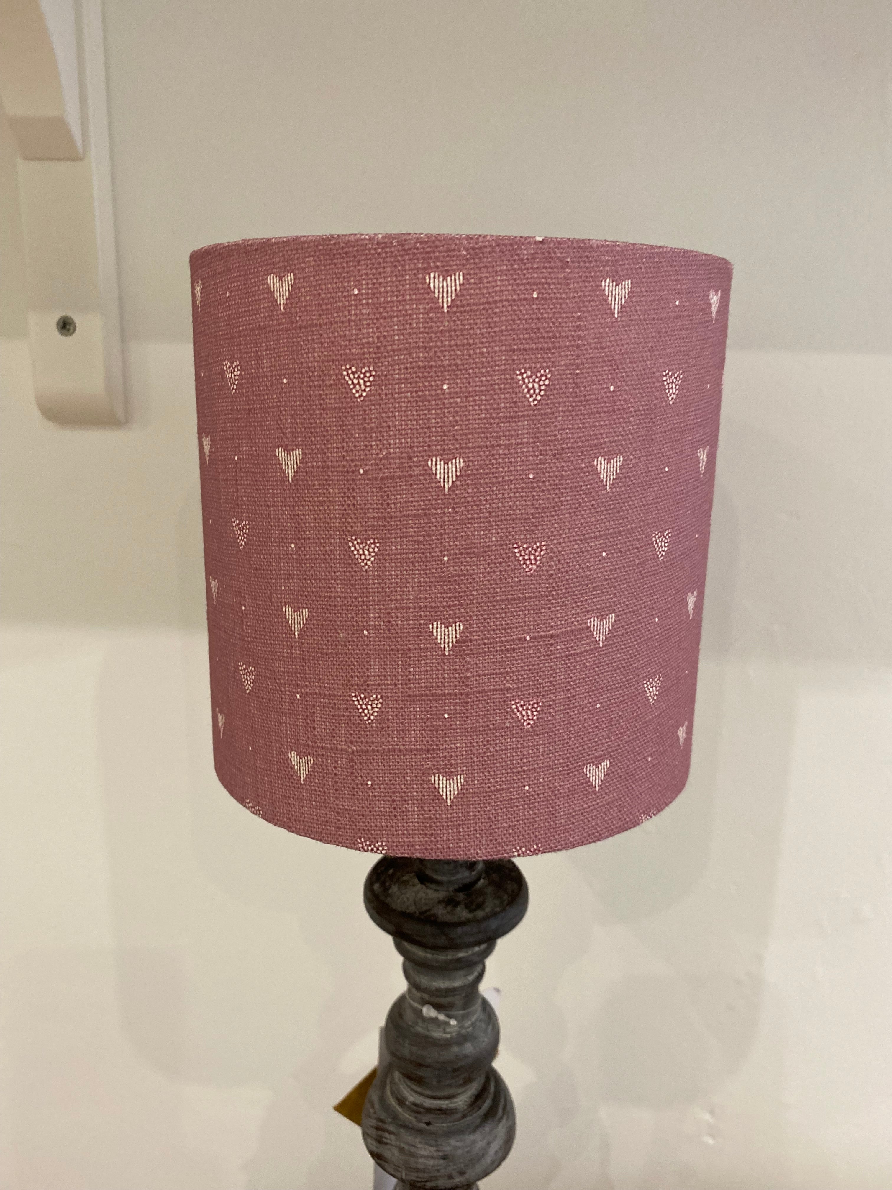 Lampshade - Linen and Rose Heart Foxglove - 15cm drum