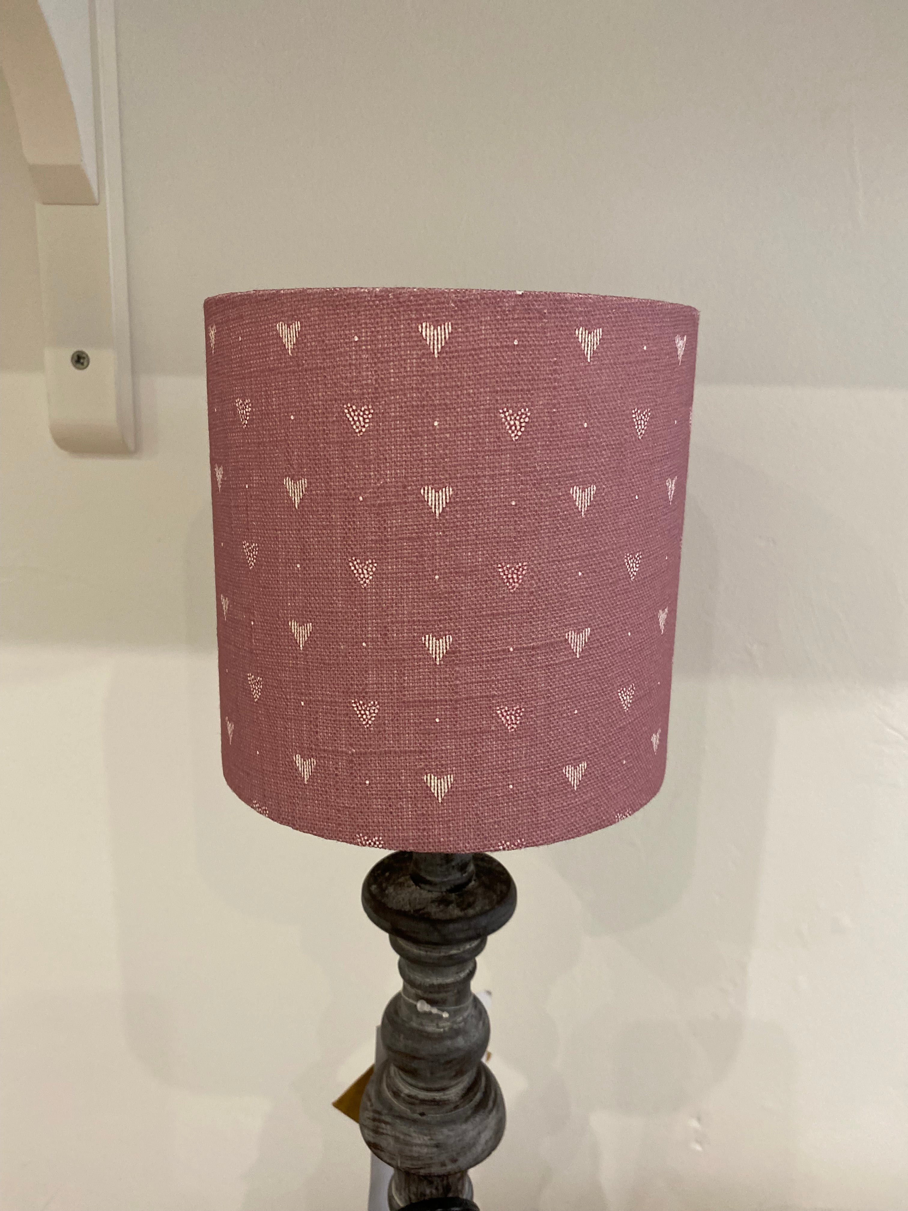 Lampshade - Linen and Rose Heart Foxglove - 15cm drum