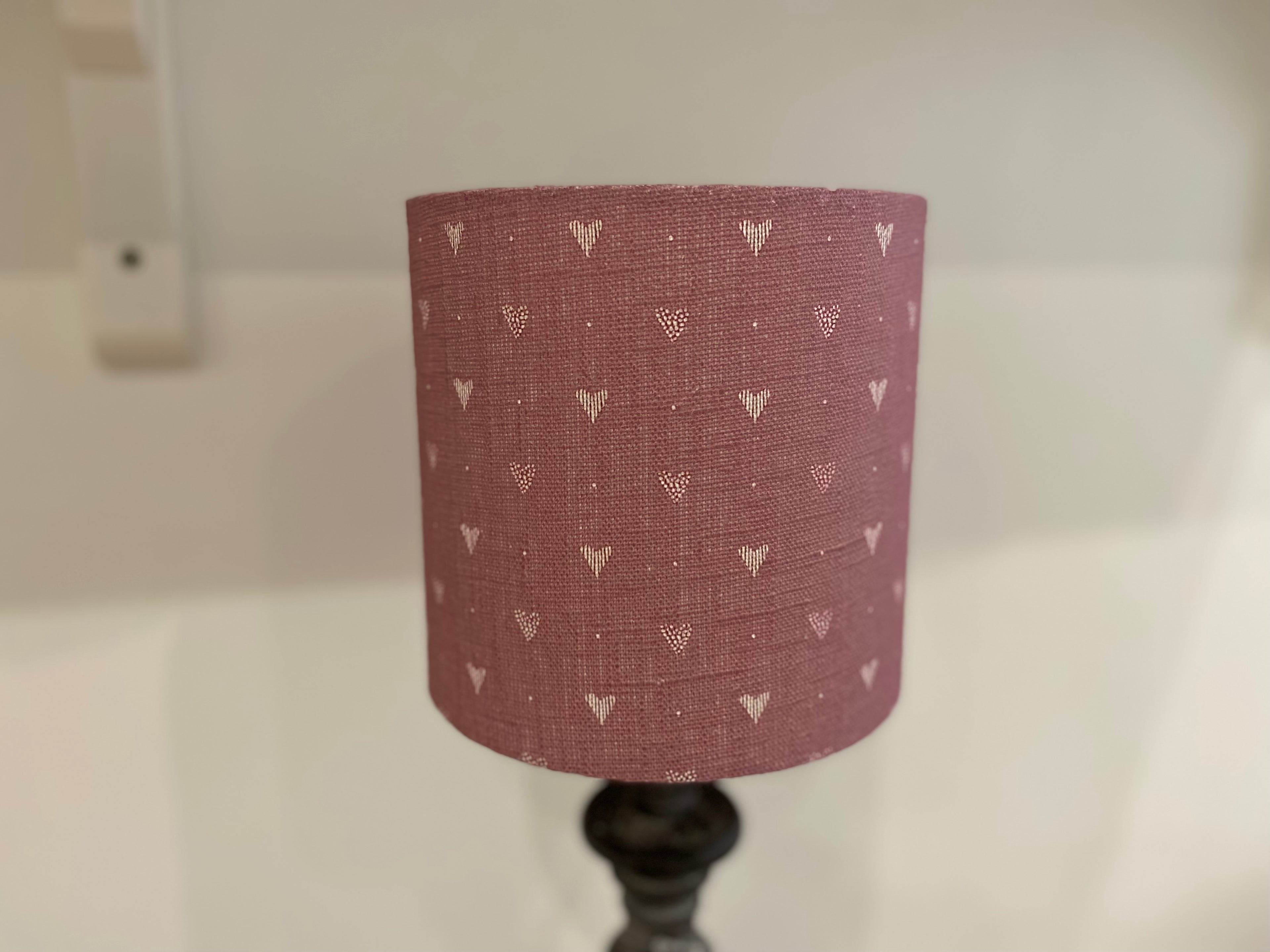 Lampshade - Linen and Rose Heart Foxglove - 15cm drum
