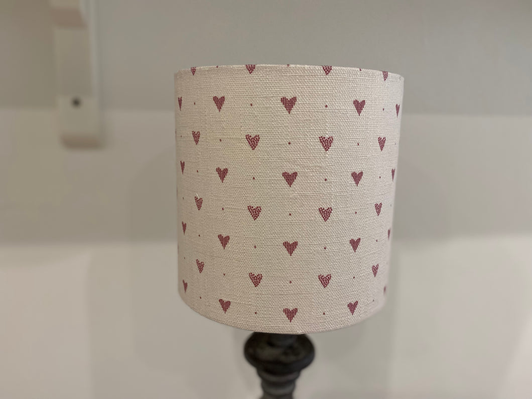 Lampshade - Linen and Rose Heart Foxglove on Ivory - 15cm drum